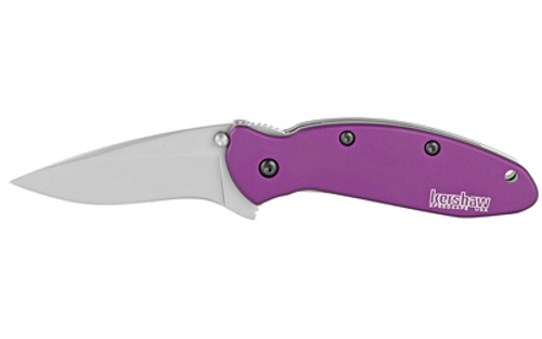 Kershaw, Scallion, 2.25", Assisted Folding Knife, Clip Point, Plain Edge, 420HC/Satin, Anodized Aluminum, Purple Kershaw, Scallion, 2.25", Assisted Folding Knife, Clip Point, Plain Edge, 420HC/Satin, Anodized Aluminum, Purple