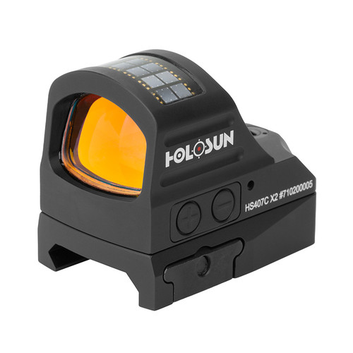 Holosun Technologies, 407C-X2, Red Dot, 2 MOA, Black, Side Battery, Solar Failsafe