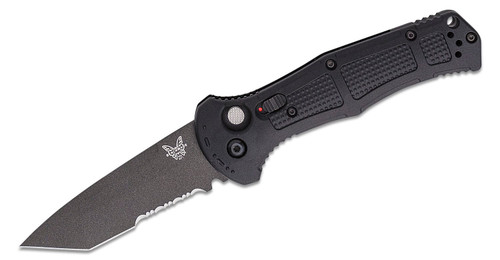 Benchmade 9071SBK Claymore AUTO Folding Knife 3.6" CPM-D2 Cobalt Black Tanto Combo Blade, Black Grivory Handles