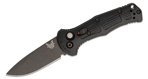 Benchmade 9570BK Mini Claymore AUTO Folding Knife 3" CPM-D2 Cobalt Black Drop Point Plain Blade, Black Grivory Handles