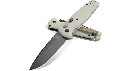 Benchmade 4300BK-03 CLA AUTO Folding Knife 3.4" CPM-MagnaCut Black DLC Battlewash Plain Blade, Ivory G10 Handles