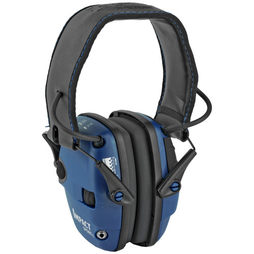 Impact Sport, Electronic Earmuff, Folding, Real Blue Finish