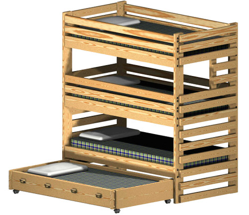Triple Bunk Bed Plan Extra-Tall with Storage Drawers or Trundle Bed