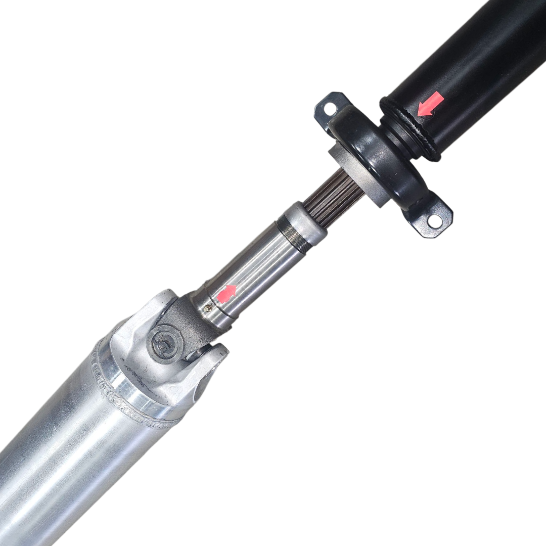 Custom 2 piece drive shaft with ALUMINUM #2 HIGH HORSEPOWER