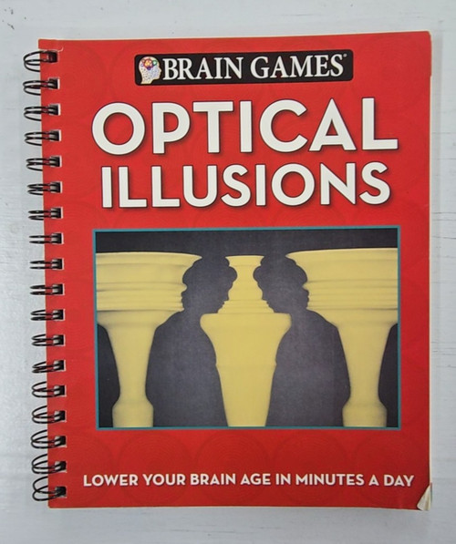 Brain Games Optical Illusions Book Logic Puzzles Spiral Bound Mind Benders Used HC