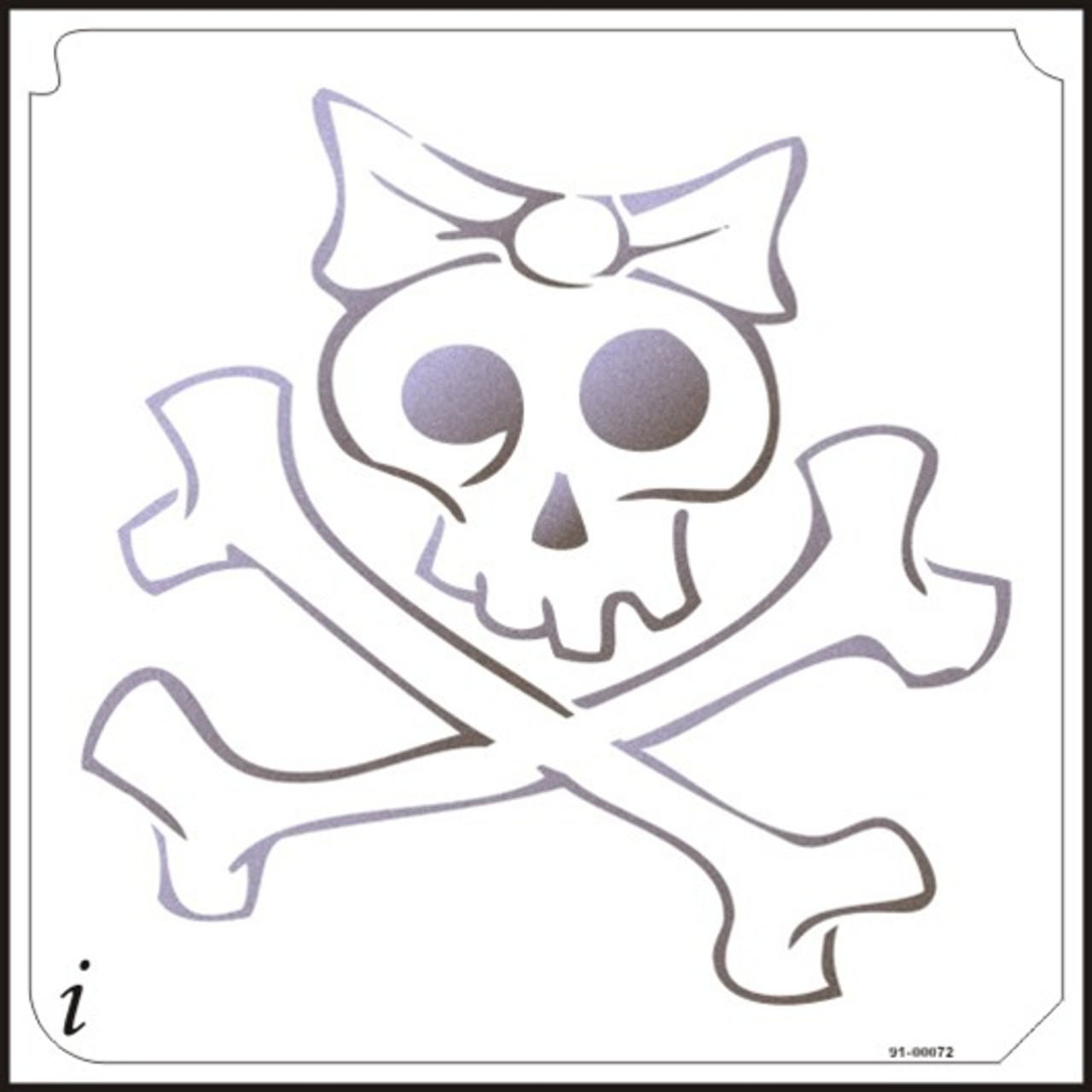 91-00072 Girly Bow Skull and Crossbones - iStencils 91-00072-girly-bow-skull-and-crossbones-istencils