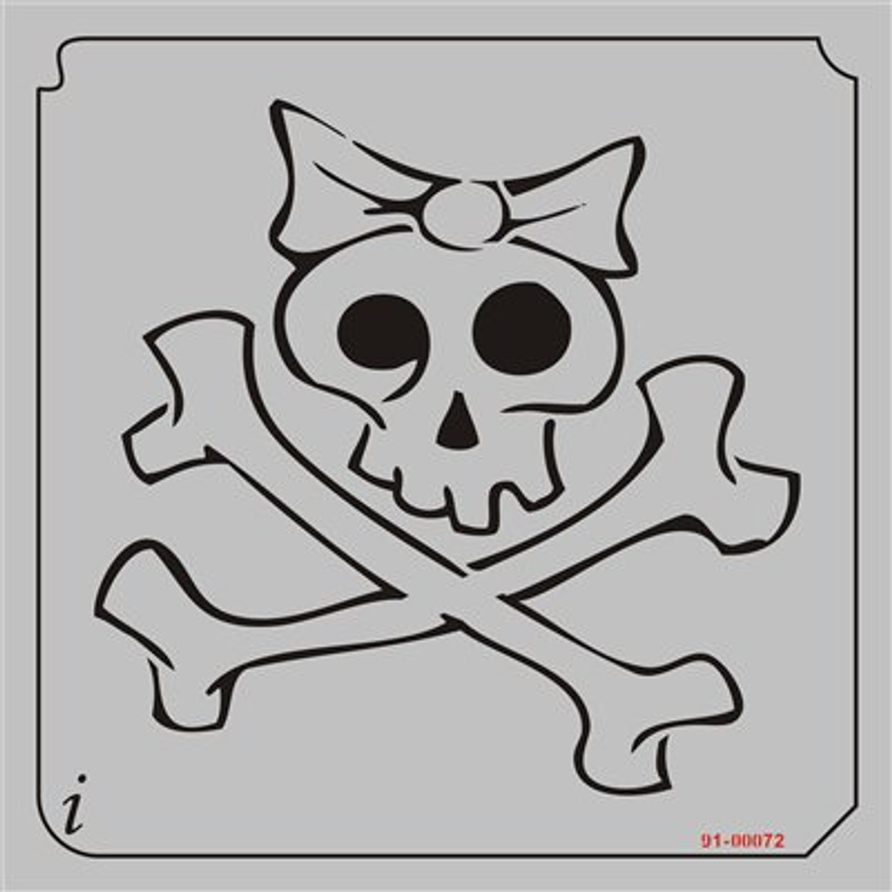 91-00072 Girly Bow Skull and Crossbones - iStencils 91-00072-girly-bow-skull-and-crossbones-istencils