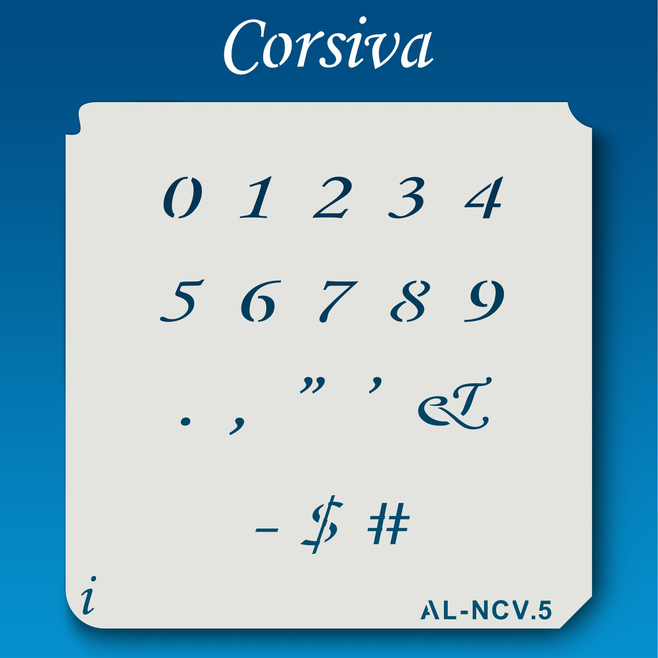 AL-NCV Corsiva - Numbers Stencil - iStencils al-ncv-corsiva-numbers-stencil-istencils