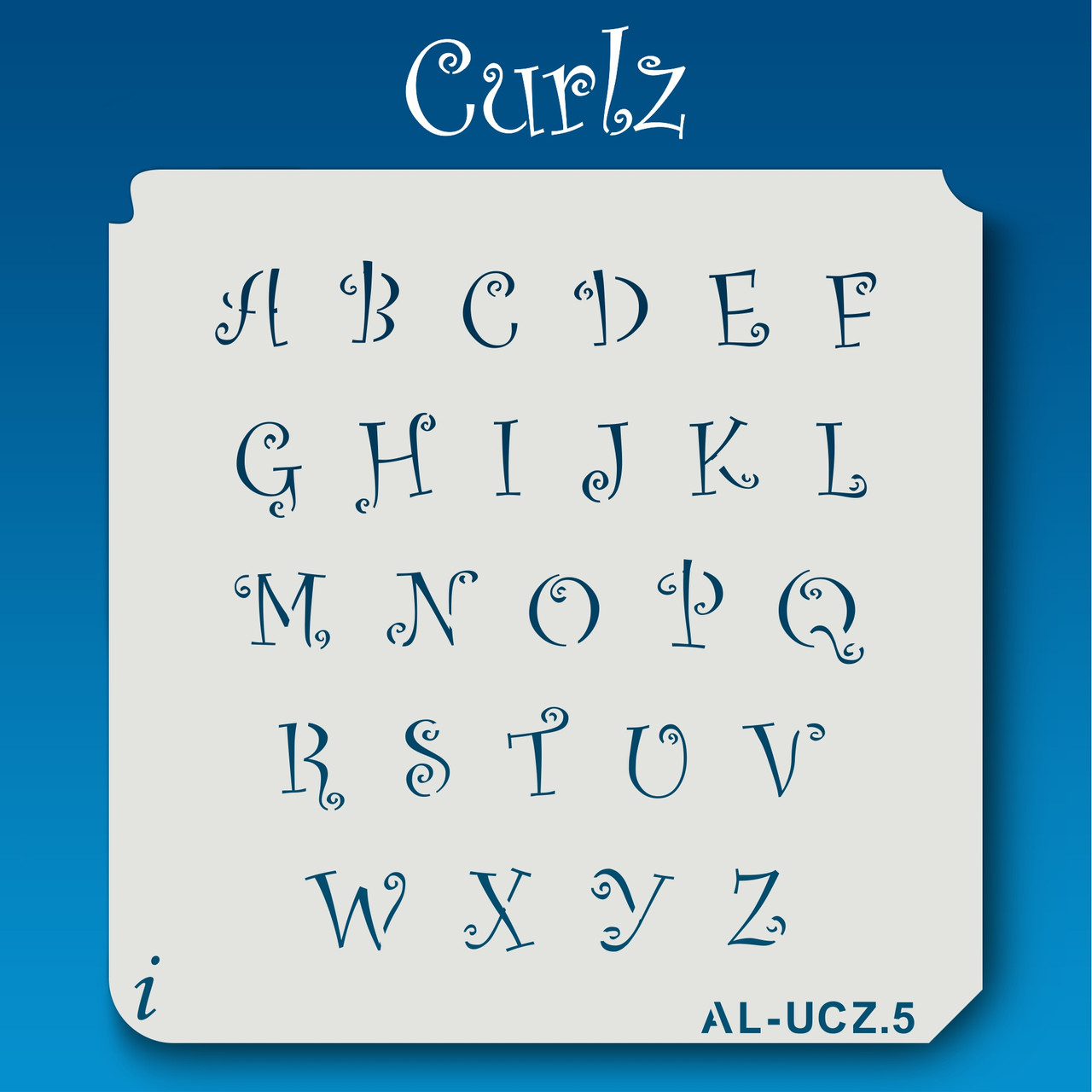 AL-UCZ Curlz - Alphabet Stencil Uppercase - iStencils