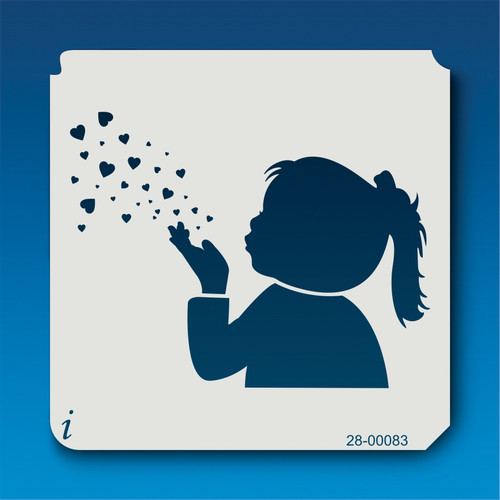 28-00083 Girl Blowing Hearts Stencil