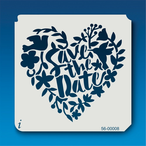56-00008 Save the Date Floral Heart Stencil