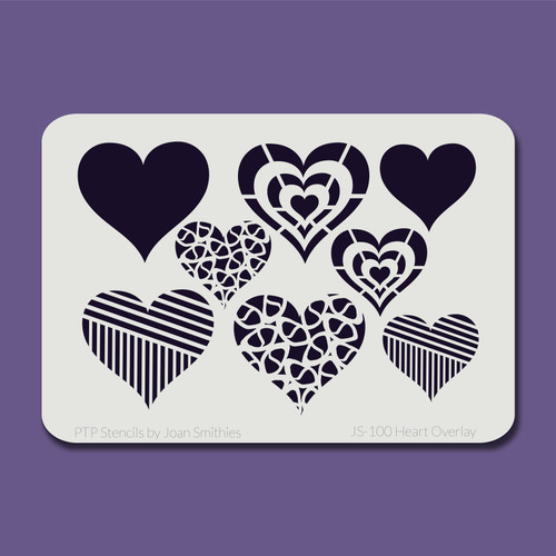 Designer Stencils Contemporary Hearts Cookie Stencils, Beige/Semi-Tran —  CHIMIYA