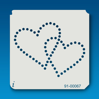 91-00067 Dotted Double Heart Stencil - iStencils
