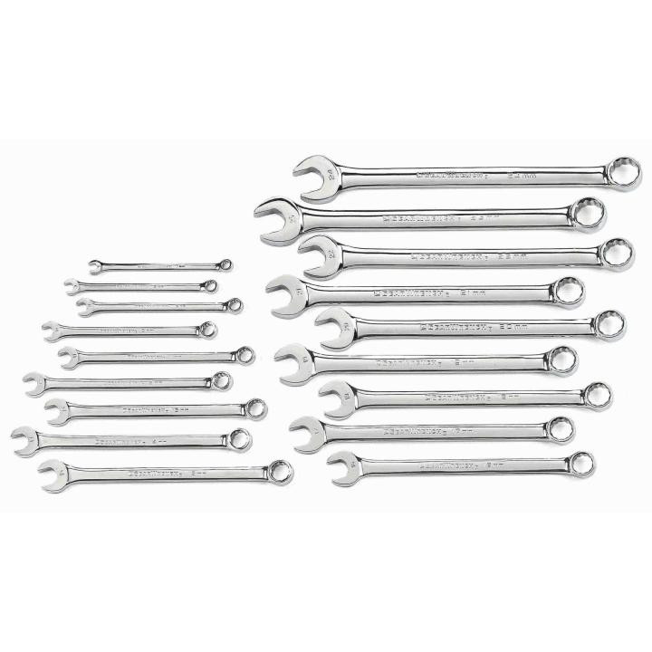 Gearwrench 18 Pc. 12 Point Metric Long Combination Wrench Set with Wrench Roll