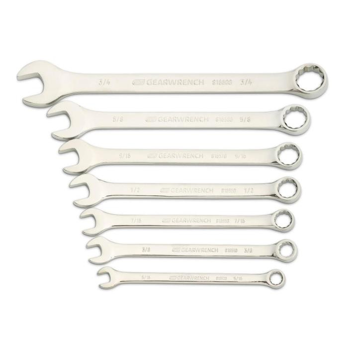 Gearwrench 7 Pc. 12 Point SAE Long Combination Wrench Set with Wrench Roll