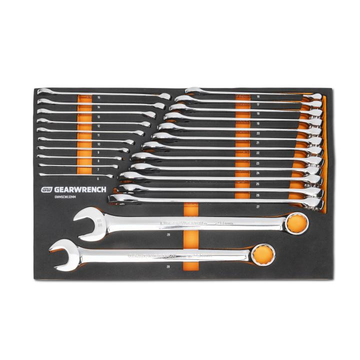 Gearwrench 24 Pc. 12 Point Long Combination Metric Wrench Set in Foam Storage Tray