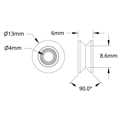 1609 Series V-Groove Bearing (4mm ID x 13mm OD, 6mm Thickness) - 2 Pack ...