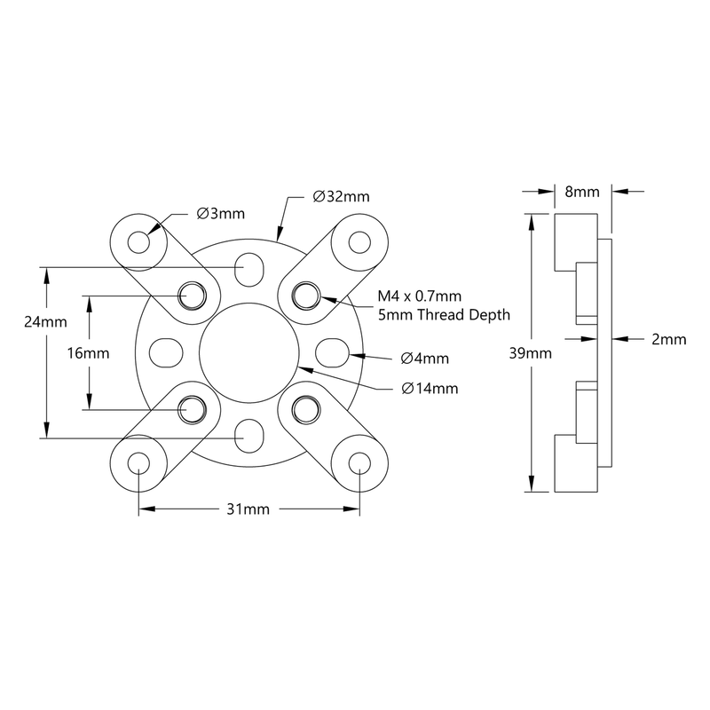 1700 Series Face Tapped Stepper Motor Mount (NEMA 17) goBILDA