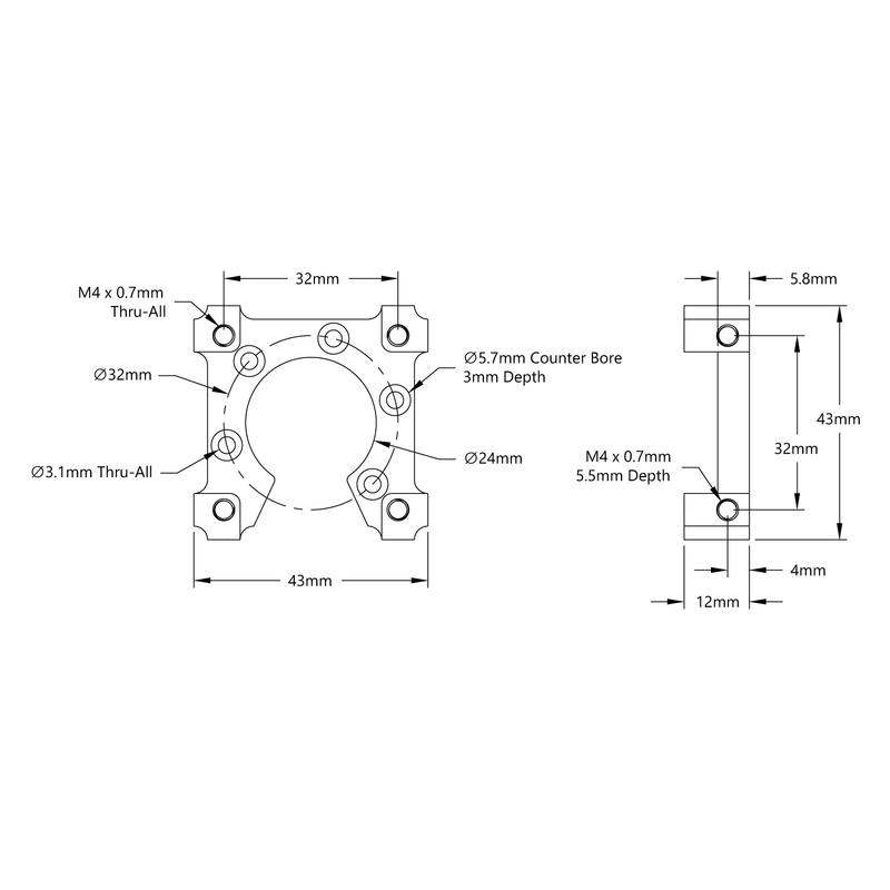1702 Series Quad Block Motor Mount (433) goBILDA