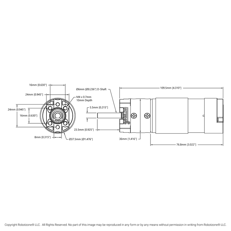 5202 Series Yellow Jacket Planetary Gear Motor (5.2:1 Ratio, 24mm ...