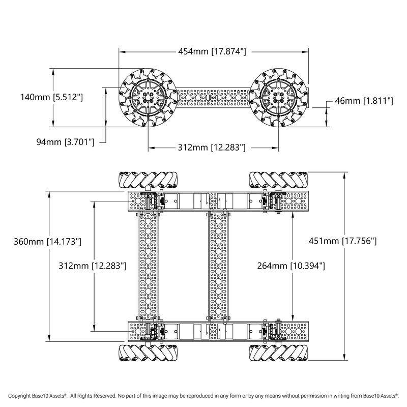 Strafer™ Chassis Kit (140mm Mecanum Wheels) goBILDA