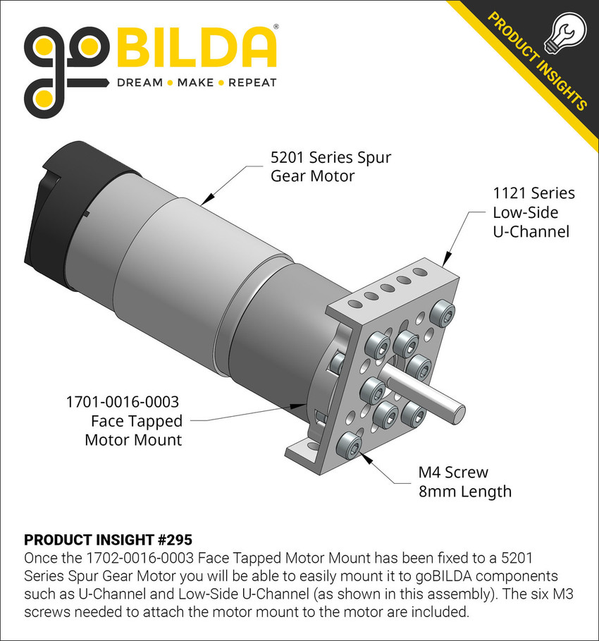 1701 Series Face Tapped Motor Mount (163) goBILDA