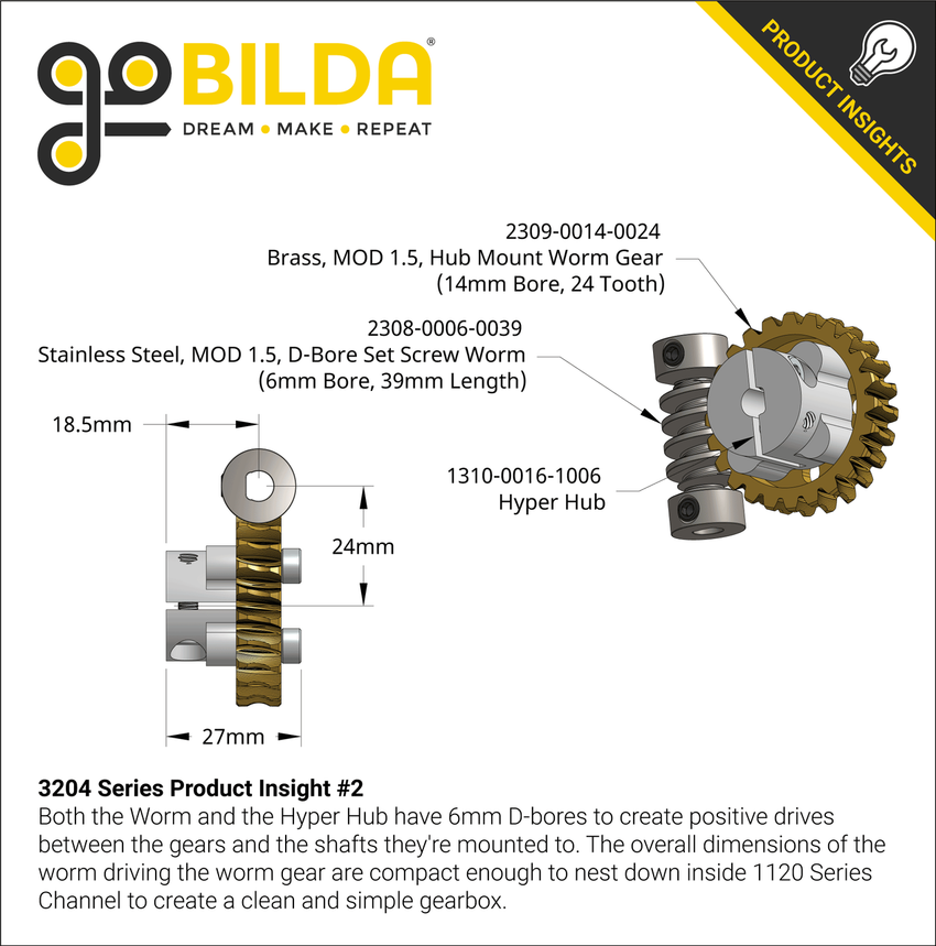 Worm Gear Set (241 Ratio, 6mm DBore Worm) goBILDA