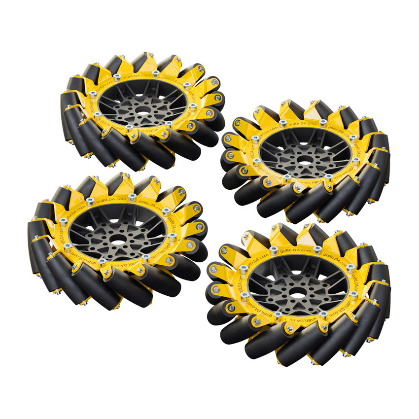 140mm Mecanum Wheel Set (70A Durometer Bearing Supported Rollers) - goBILDA