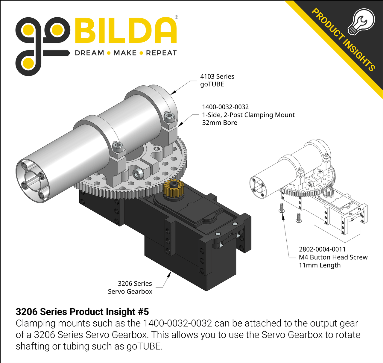 3206 Series Servo Gearbox (5:1 Ratio, Hitec HS-788HB Servo)