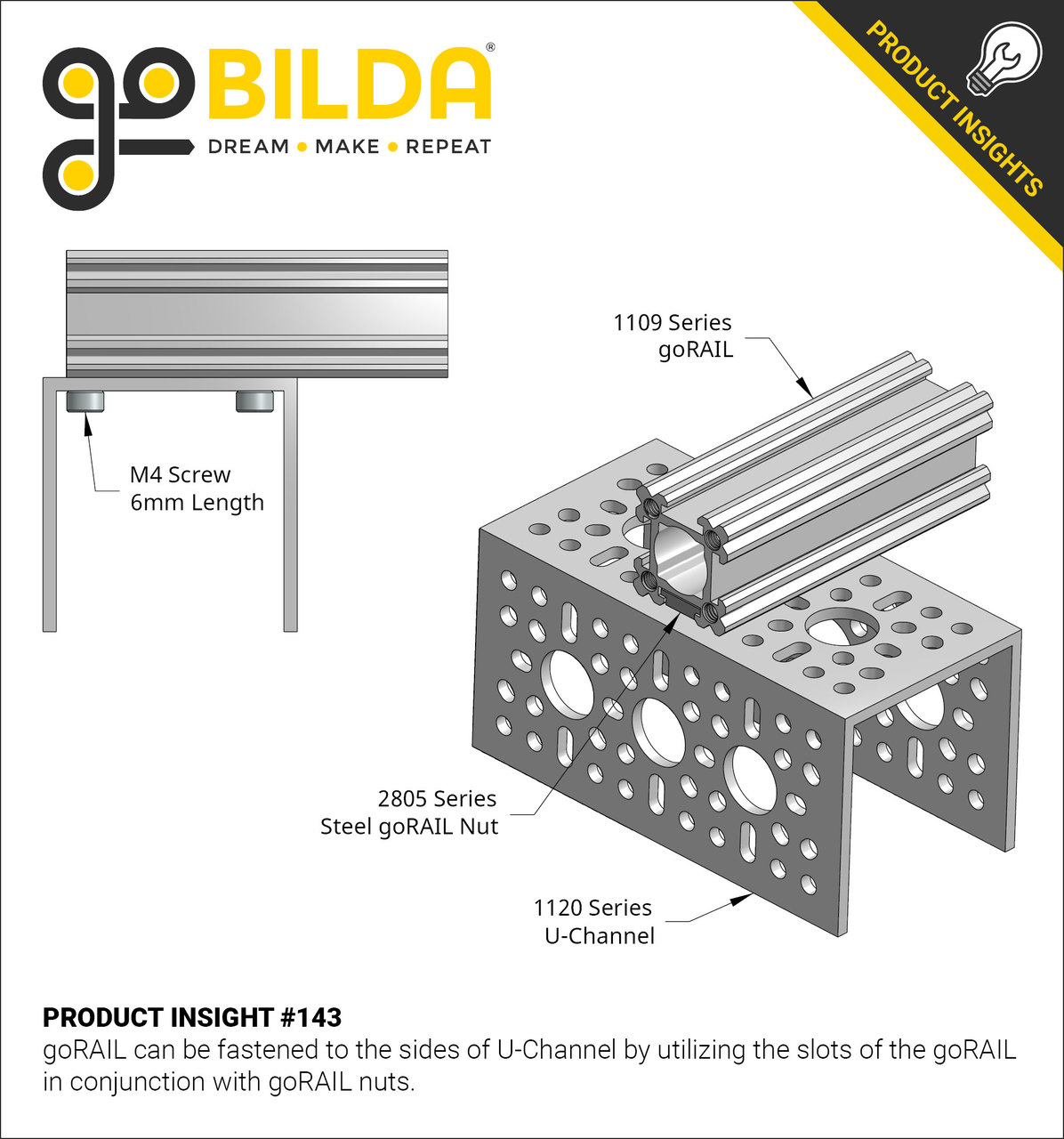 1120 Series U-Channel (8 Hole, 216mm Length) - goBILDA