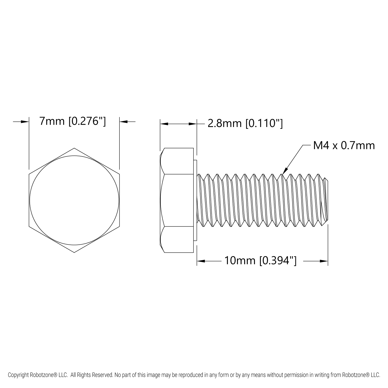 Vis M4 x 7,5 + 2 mm plaqué zinc noir, The Solution Shop