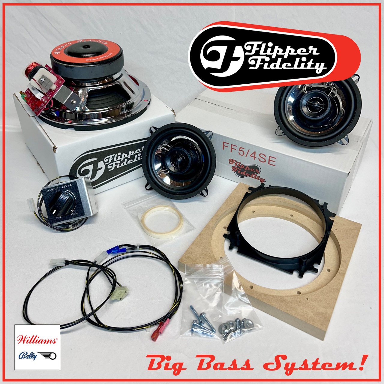 Williams/Bally Complete Speaker System for WPC95 Machines 8" BIG BASS WOOFER!