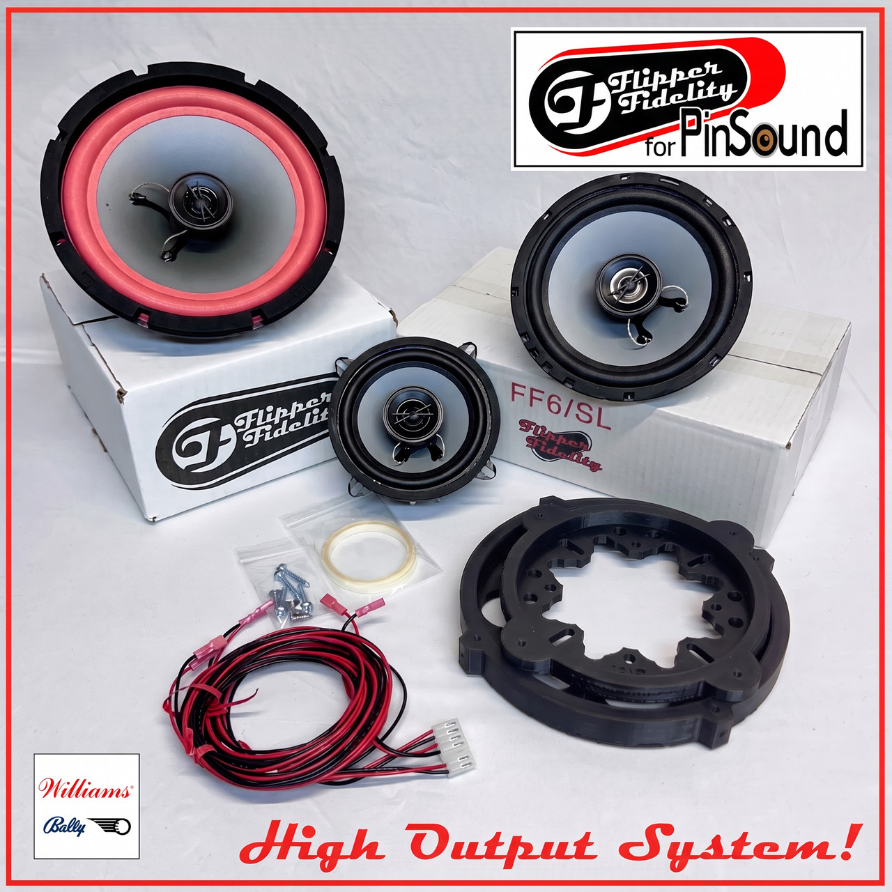 Williams/Bally Complete 8" Speaker System for Most System 11 Machines with PinSound Audio Boards