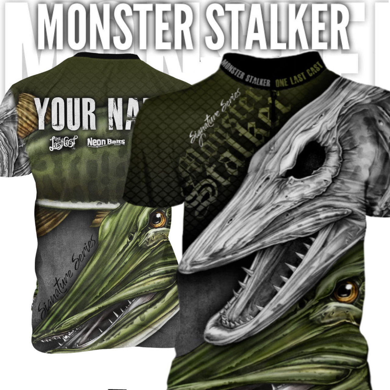 Monster Stalker Men's Fishing Jersey Short Sleeve Musky - One Last