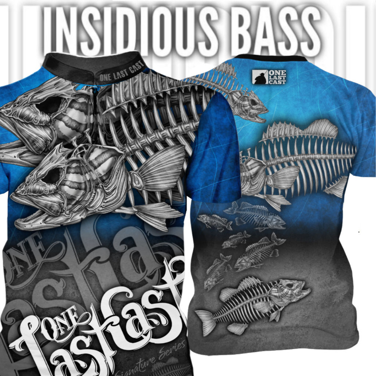 Insidious Bass Men's Fishing Jersey Short Sleeve Smallmouth - One