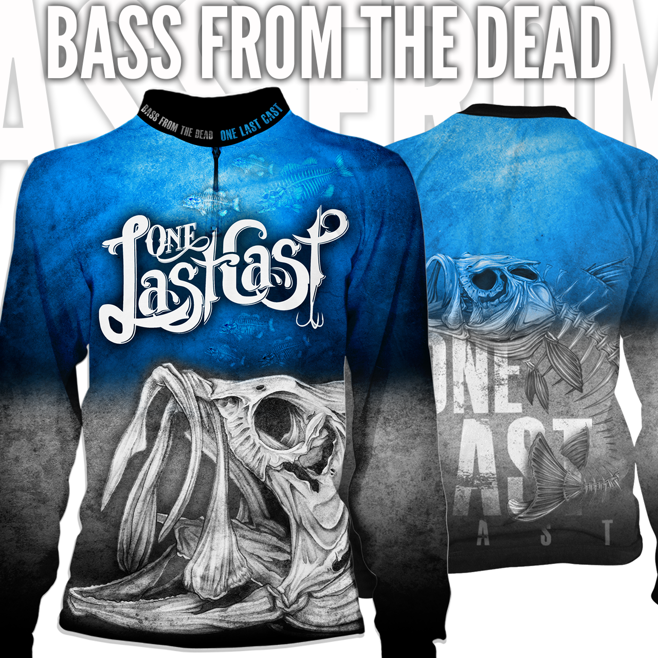 Bass From The Dead Men's Long Sleeve Fishing Jersey - Largemouth