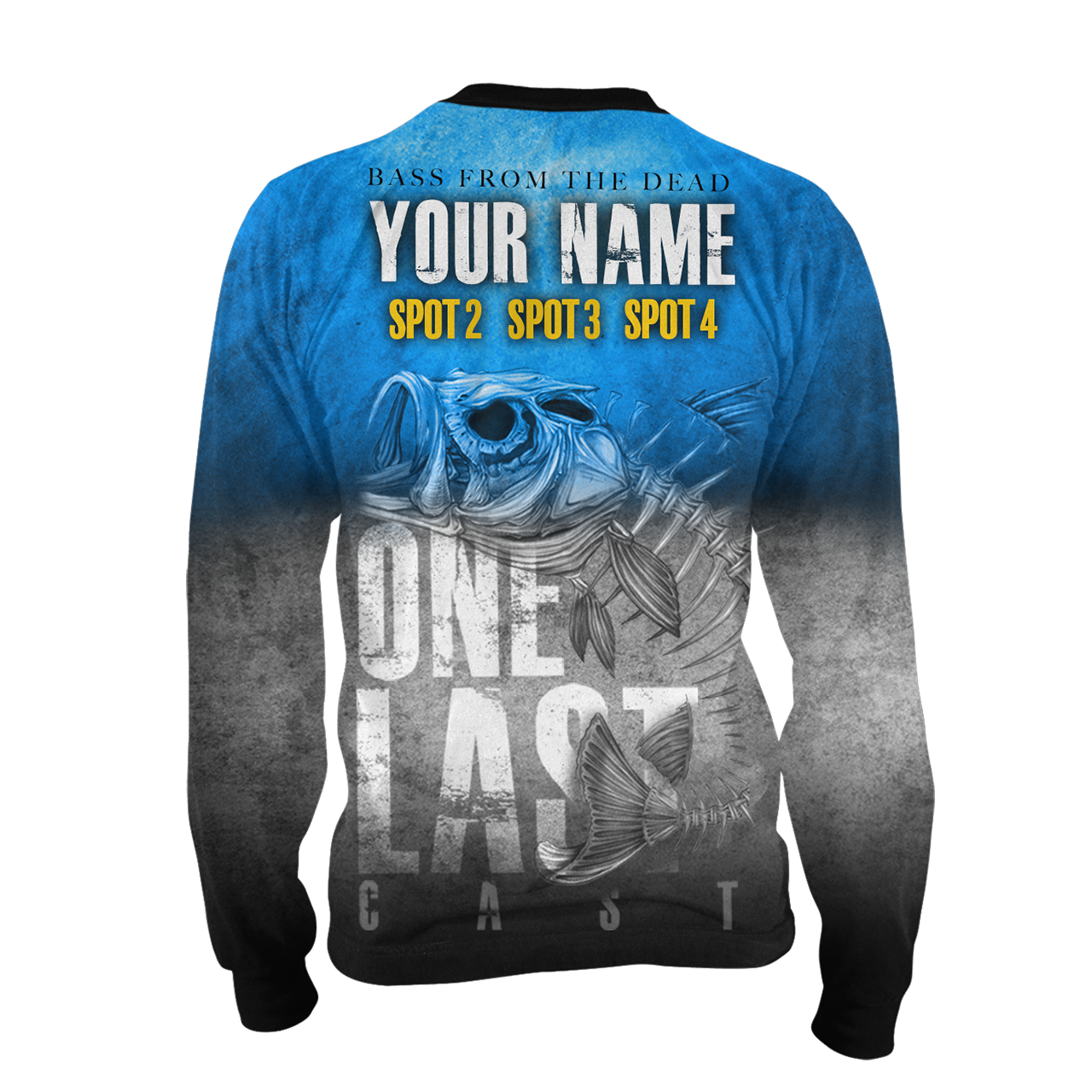 Bass From The Dead Men's Long Sleeve Fishing Jersey Largemouth