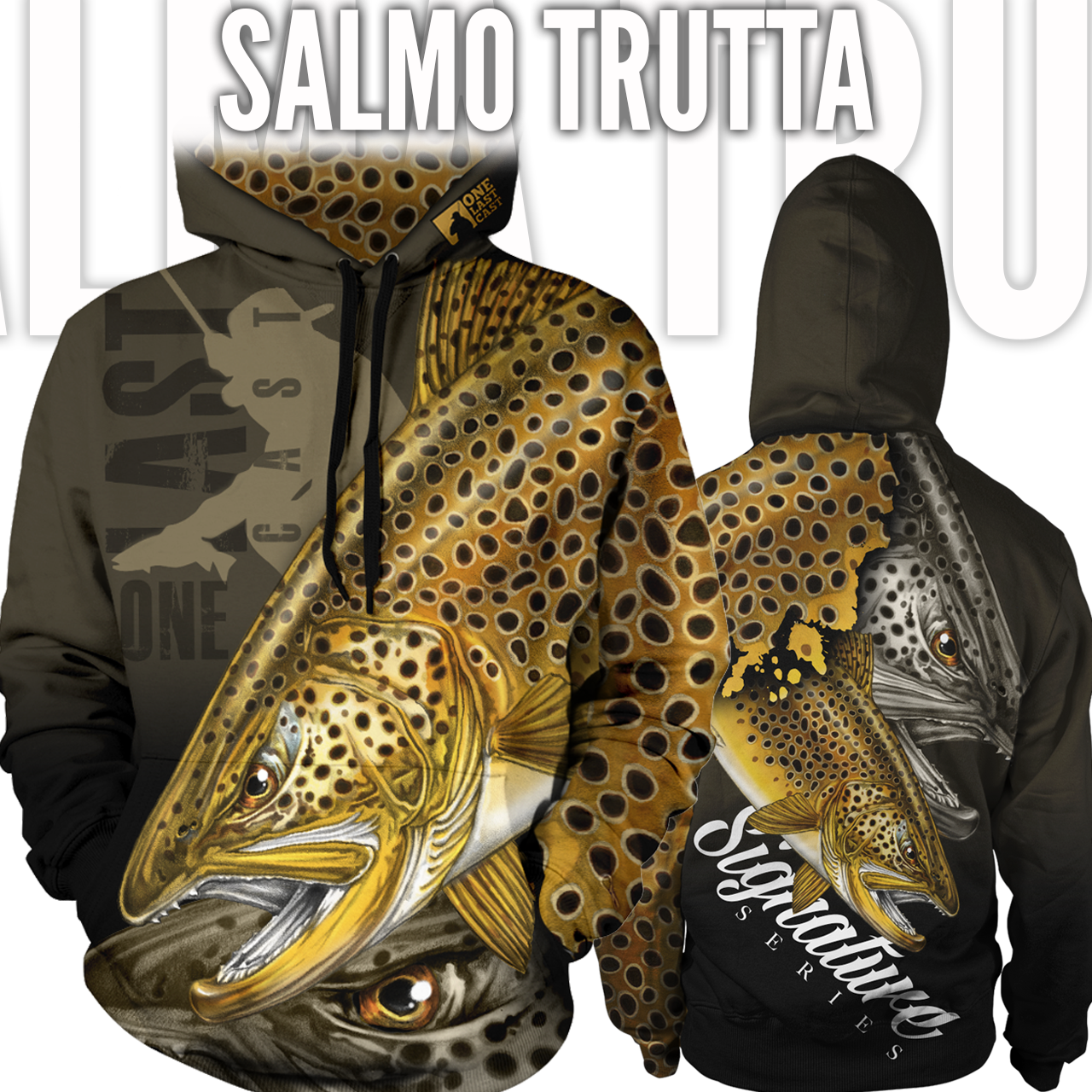 Salmo Trutta Men's Fishing Hoodie - Brown Trout