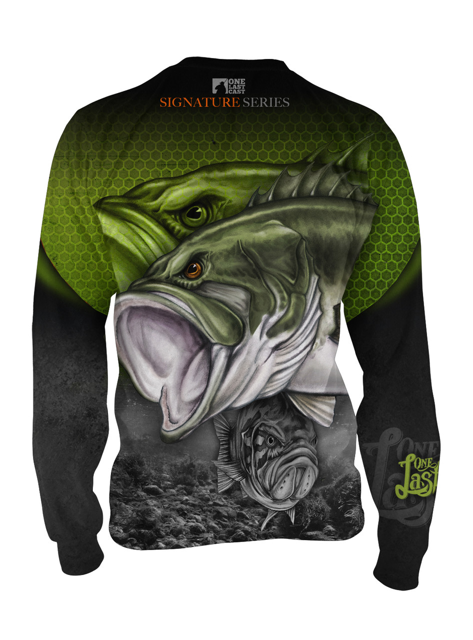 Living Large Men's Long Sleeve Fishing Jersey - Largemouth