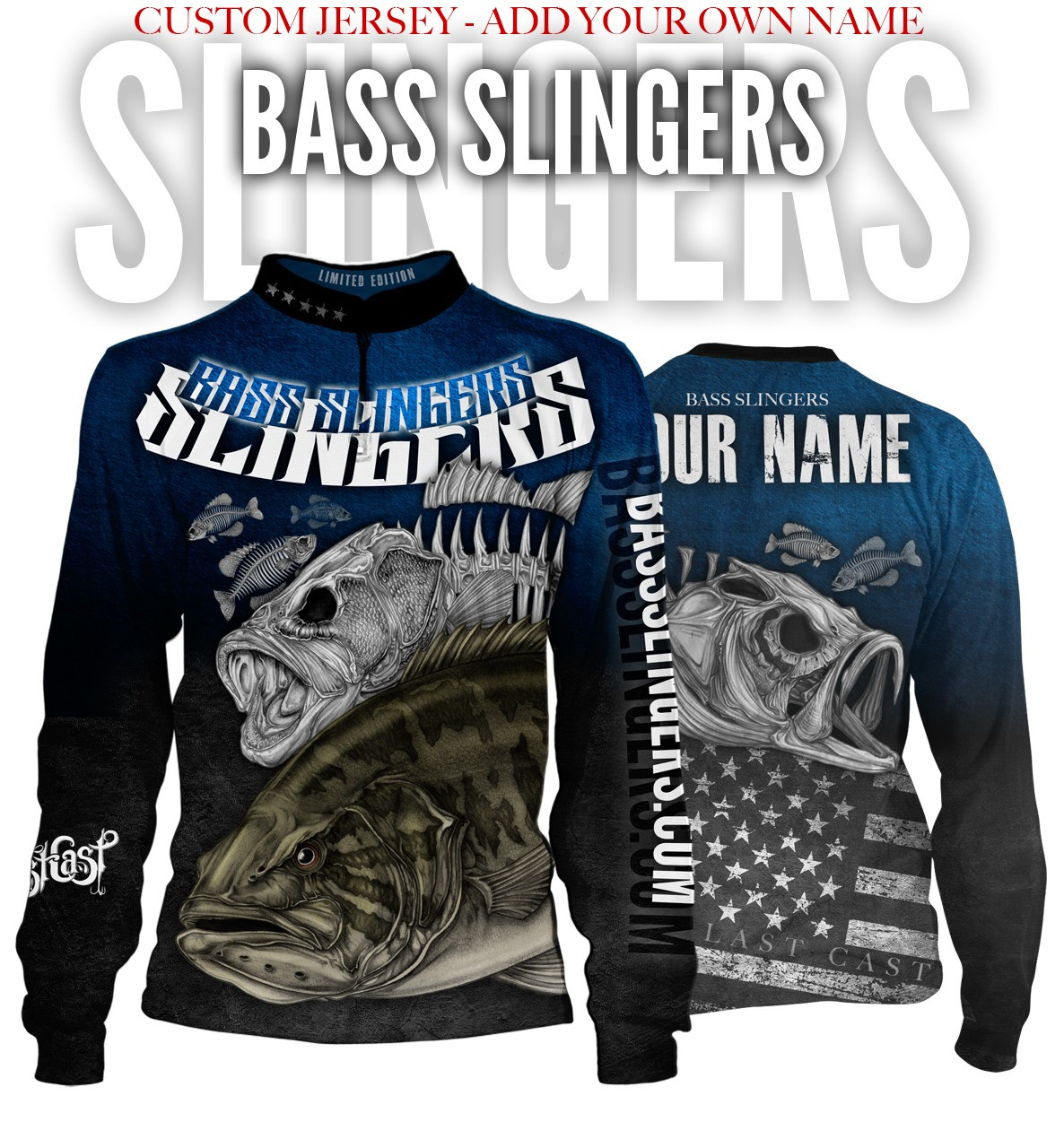 Bass Slingers Men's Long Sleeve Fishing Jersey - Custom - One Last