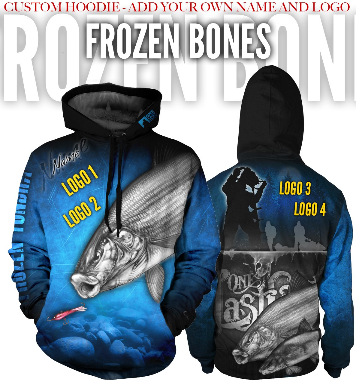 Frozen Bones Men s Fishing Hoodie Whitefish Custom