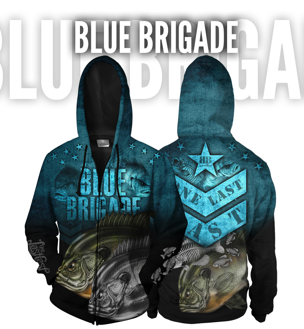 Blue Brigade Men's Fishing Hoodie - Full Zip - Bluegill