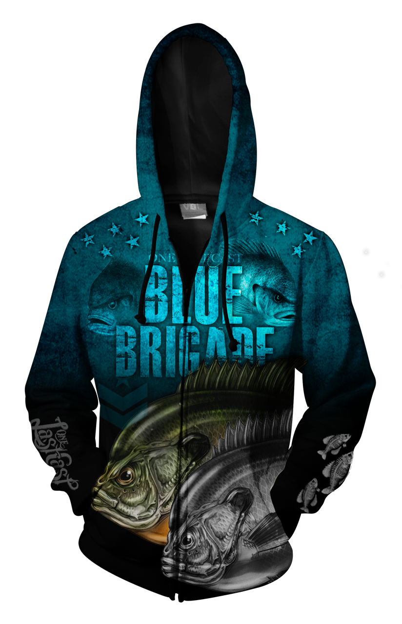 Blue Brigade Men's Fishing Hoodie - Full Zip - Bluegill - One Last