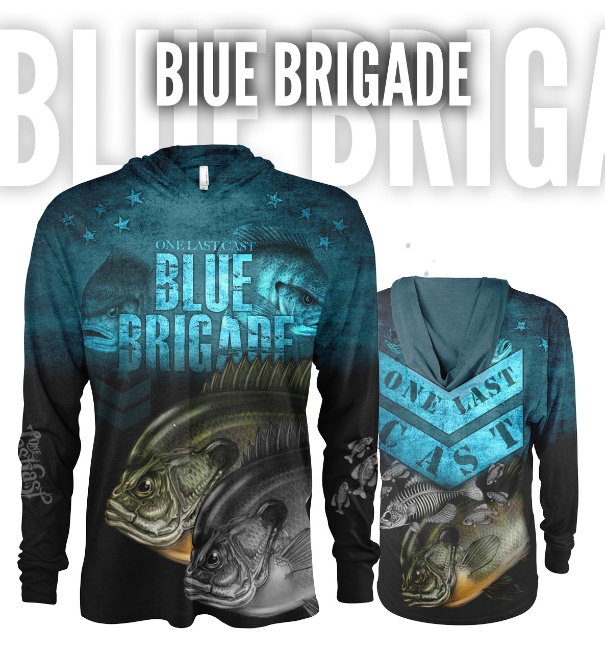 Blue Brigade Men's Hooded Fishing Jersey - Bluegill - One Last Cast Gear