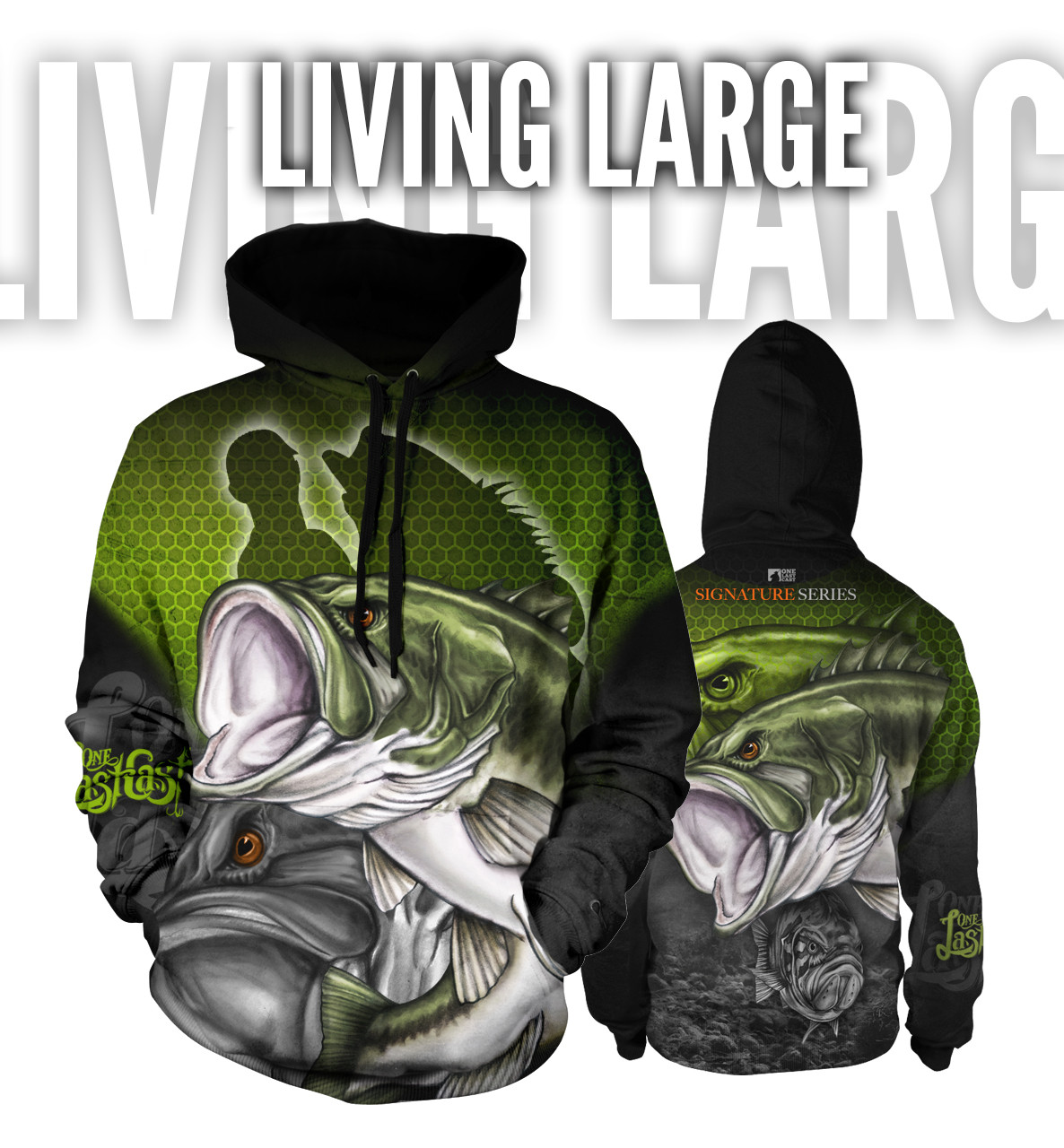 Living Large YOUTH Fishing Hoodie - Largemouth - One Last Cast Gear