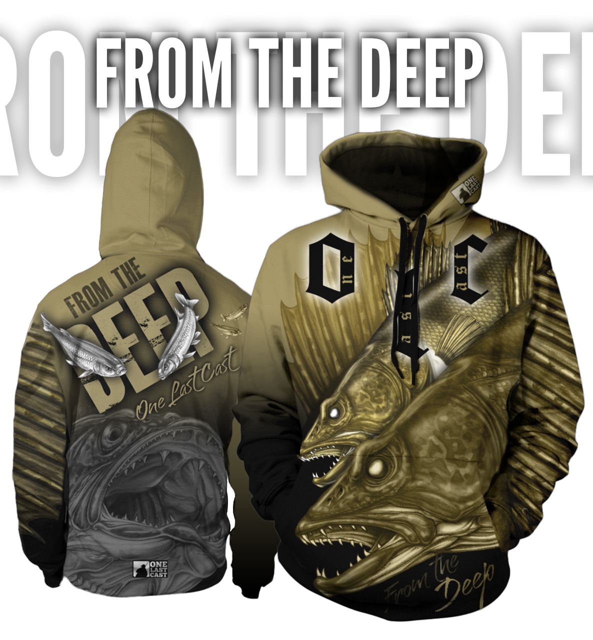 From The Deep Men's Fishing Hoodie - Walleye - One Last Cast Gear