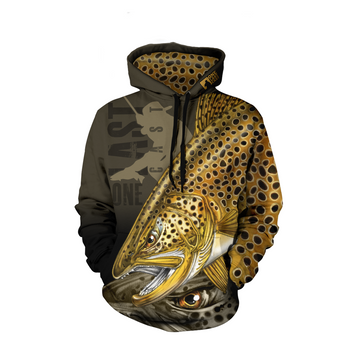 Salmo Trutta Men's Fishing Hoodie - Brown Trout Salmo Trutta Men's Fishing Hoodie - Brown Trout