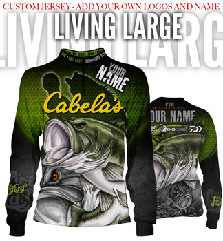 Living Large Men's Long Sleeve Fishing Jersey - Largemouth - One