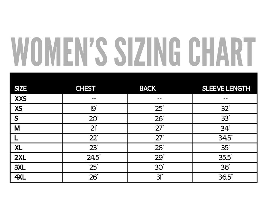 Women Clothing Size Chart USA sizes 3X to XS