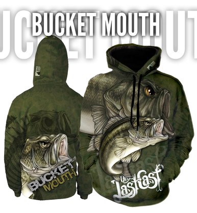 Bucket Mouth Men's Fishing Hoodie - Largemouth Bass - One Last